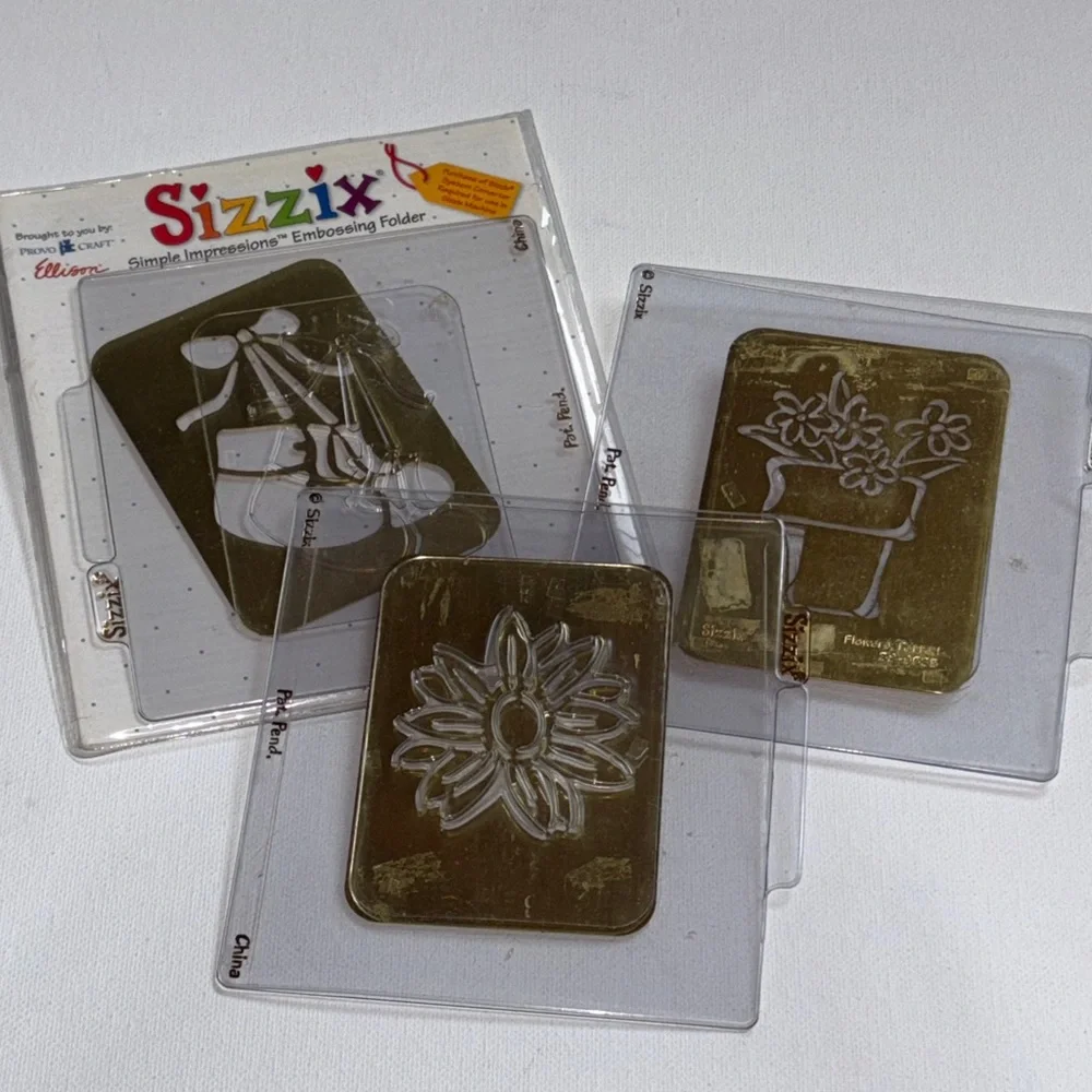 Sizzix Gold Embossing Folder Sizzix Baby Sizzix Flowerpot Sizzix Flower plate